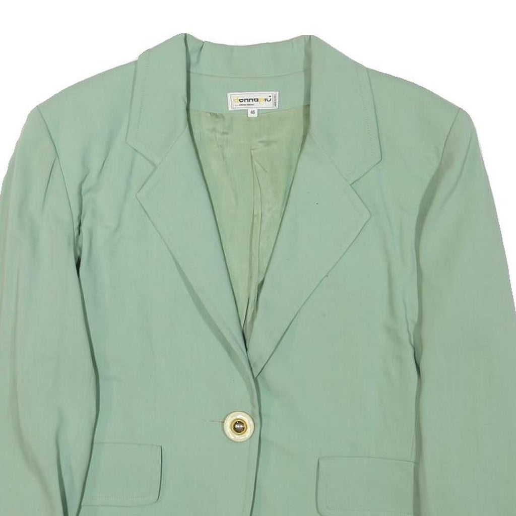 DONNA PIU Womens Green Wool Button Jacket M Wool Classic Tailored Lapel Plain
