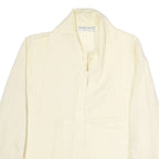 Cream Womens Cotton Blend Scarf Collar Shirt Long Sleeve L Stylish Lightweight