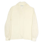 Cream Womens Cotton Blend Scarf Collar Shirt Long Sleeve L Stylish Lightweight