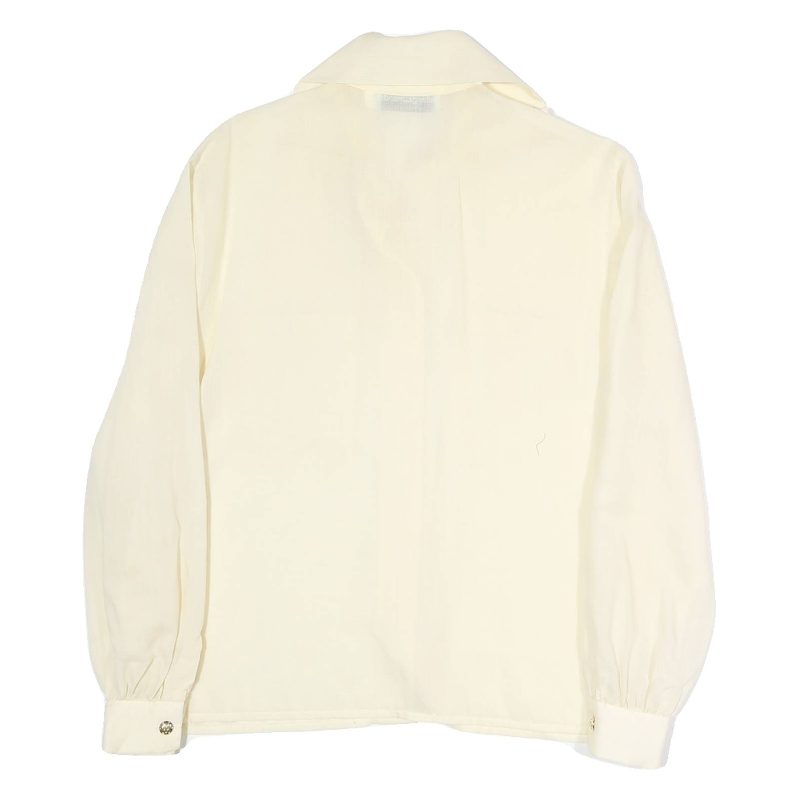 Cream Womens Cotton Blend Scarf Collar Shirt Long Sleeve L Stylish Lightweight