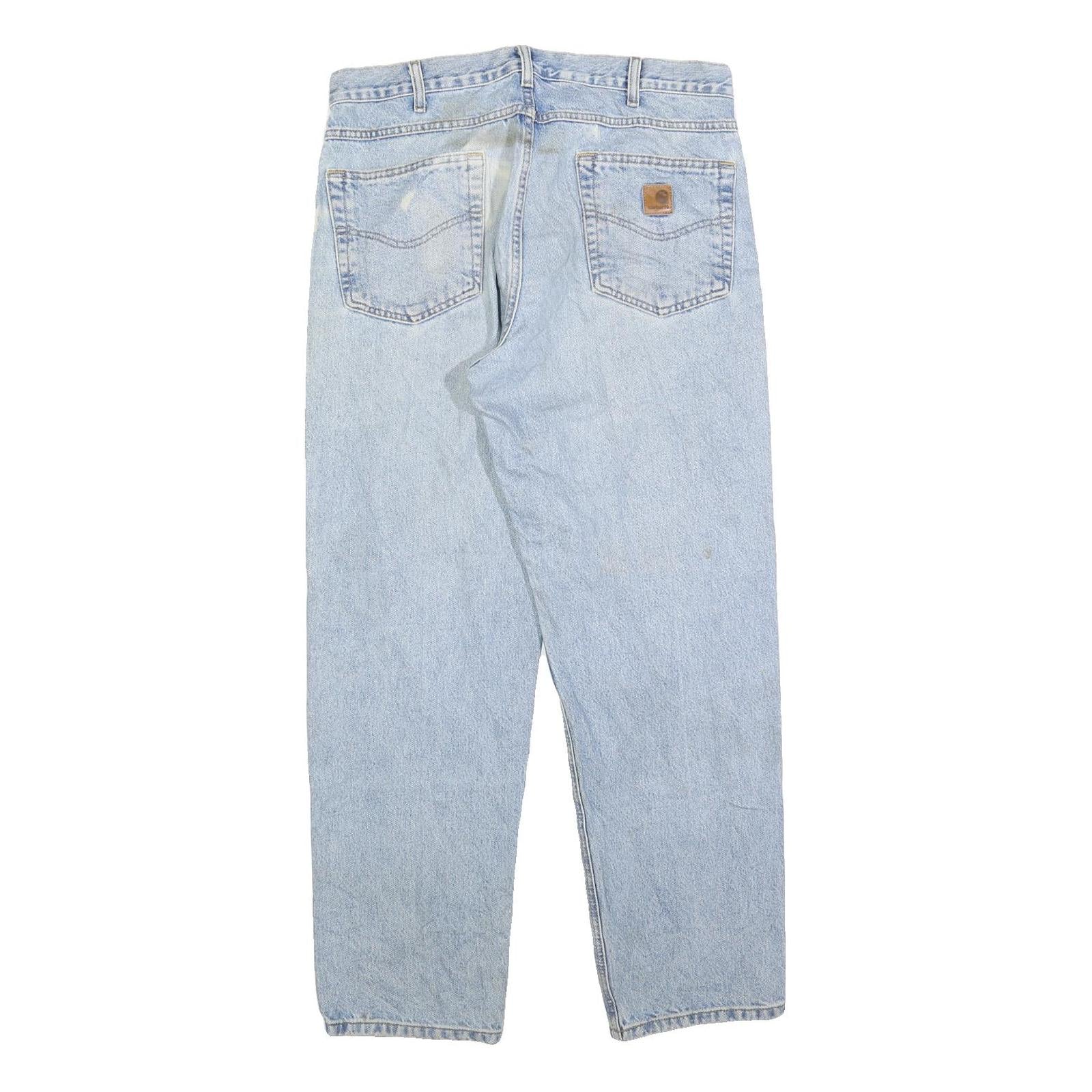 CARHARTT Mens Relaxed Light Blue Denim Jeans W34 L30 Casual Workwear Zip Closure