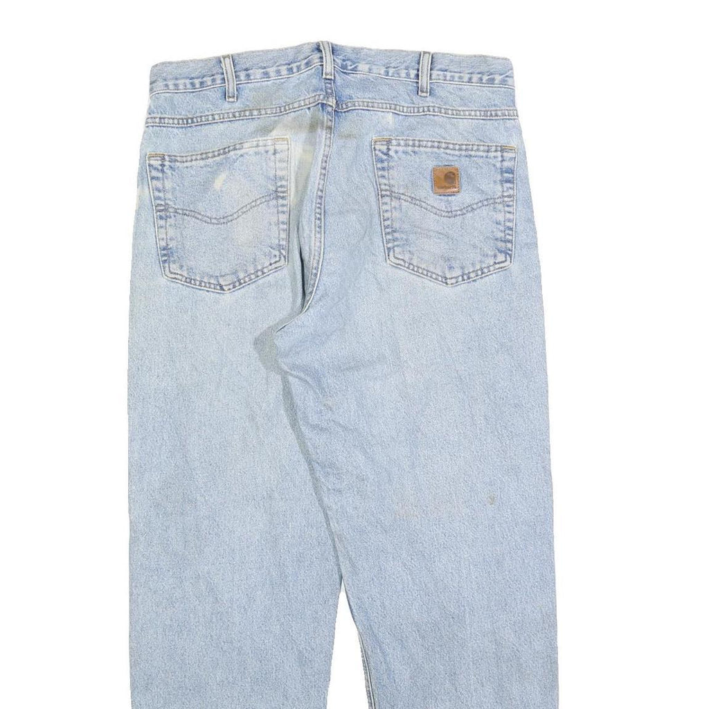 CARHARTT Mens Relaxed Light Blue Denim Jeans W34 L30 Casual Workwear Zip Closure