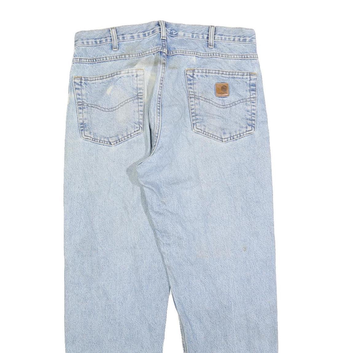 CARHARTT Mens Relaxed Light Blue Denim Jeans W34 L30 Casual Workwear Zip Closure