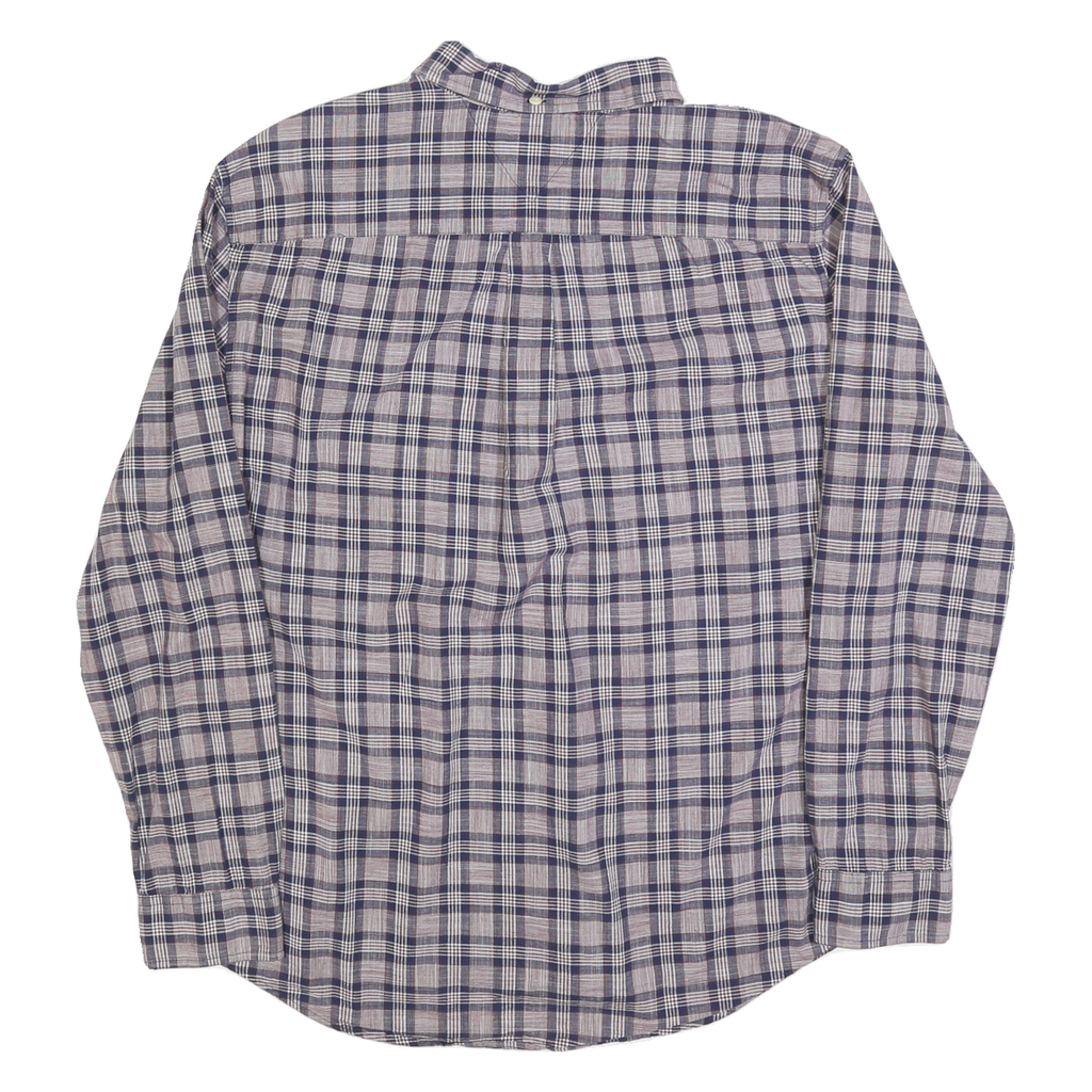 TOMMY HILFIGER Mens Blue & Maroon Check Shirt XL Casual Long Sleeve Button Down
