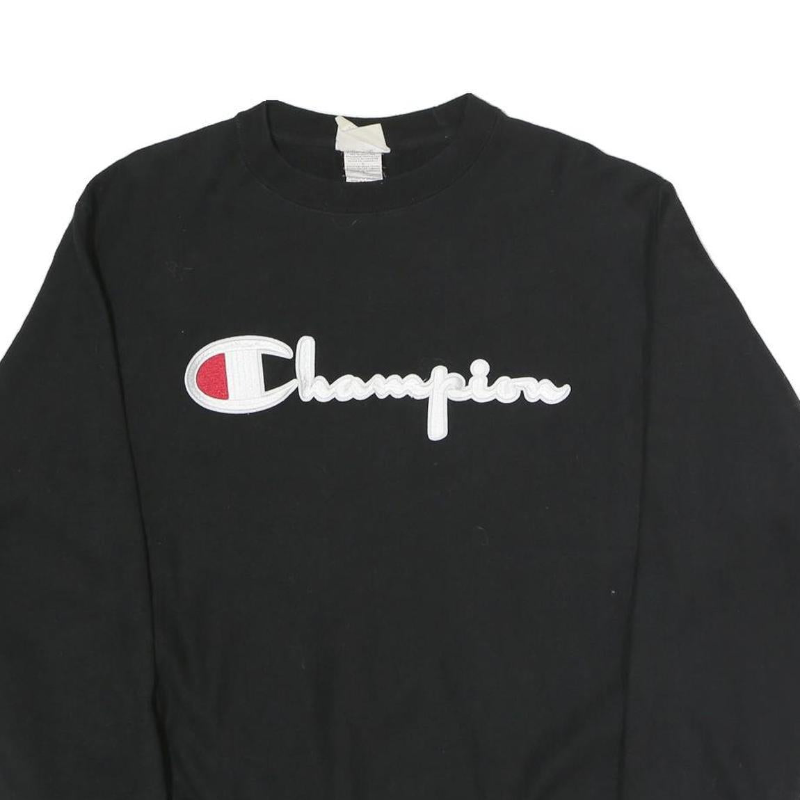 CHAMPION REVERSE WEAVE Mens Black Crew Neck L Cotton Blend Logo Sweatshirt