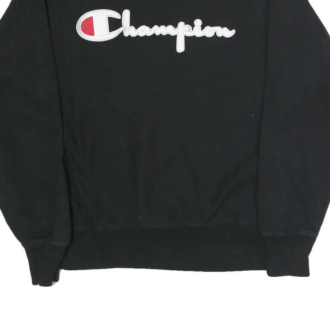 CHAMPION REVERSE WEAVE Mens Black Crew Neck L Cotton Blend Logo Sweatshirt