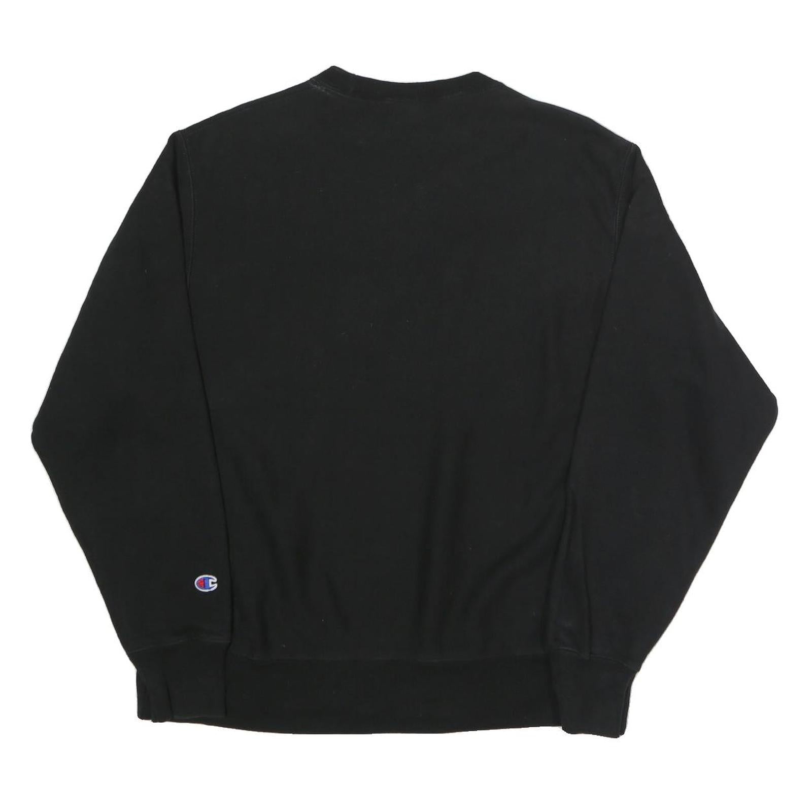 CHAMPION REVERSE WEAVE Mens Black Crew Neck L Cotton Blend Logo Sweatshirt