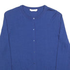 HUGO BOSS Womens Blue Plain Button Up Jumper Crew Neck Basic Knit M