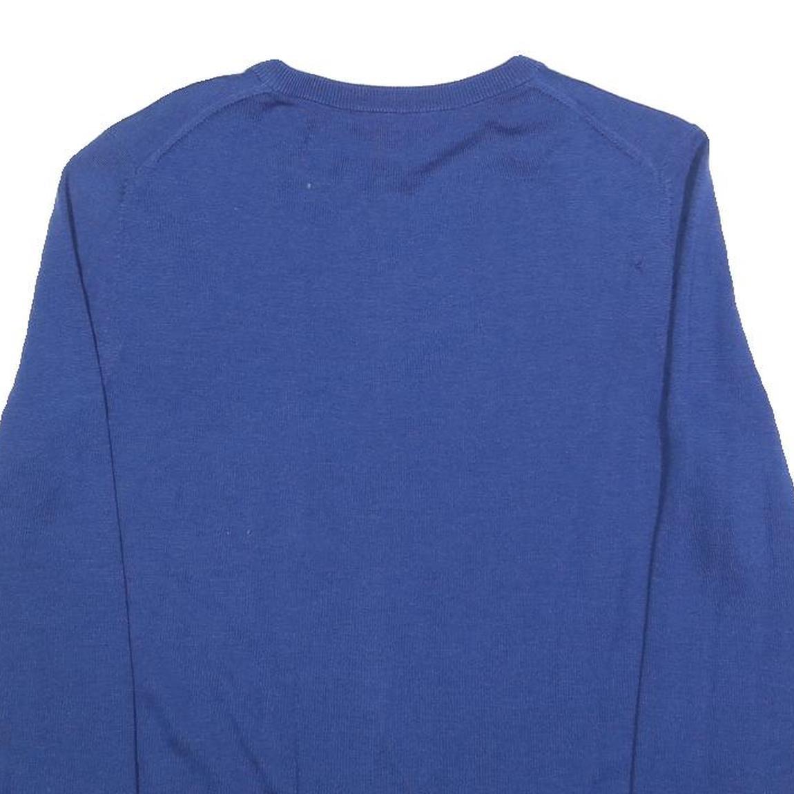 HUGO BOSS Womens Blue Plain Button Up Jumper Crew Neck Basic Knit M