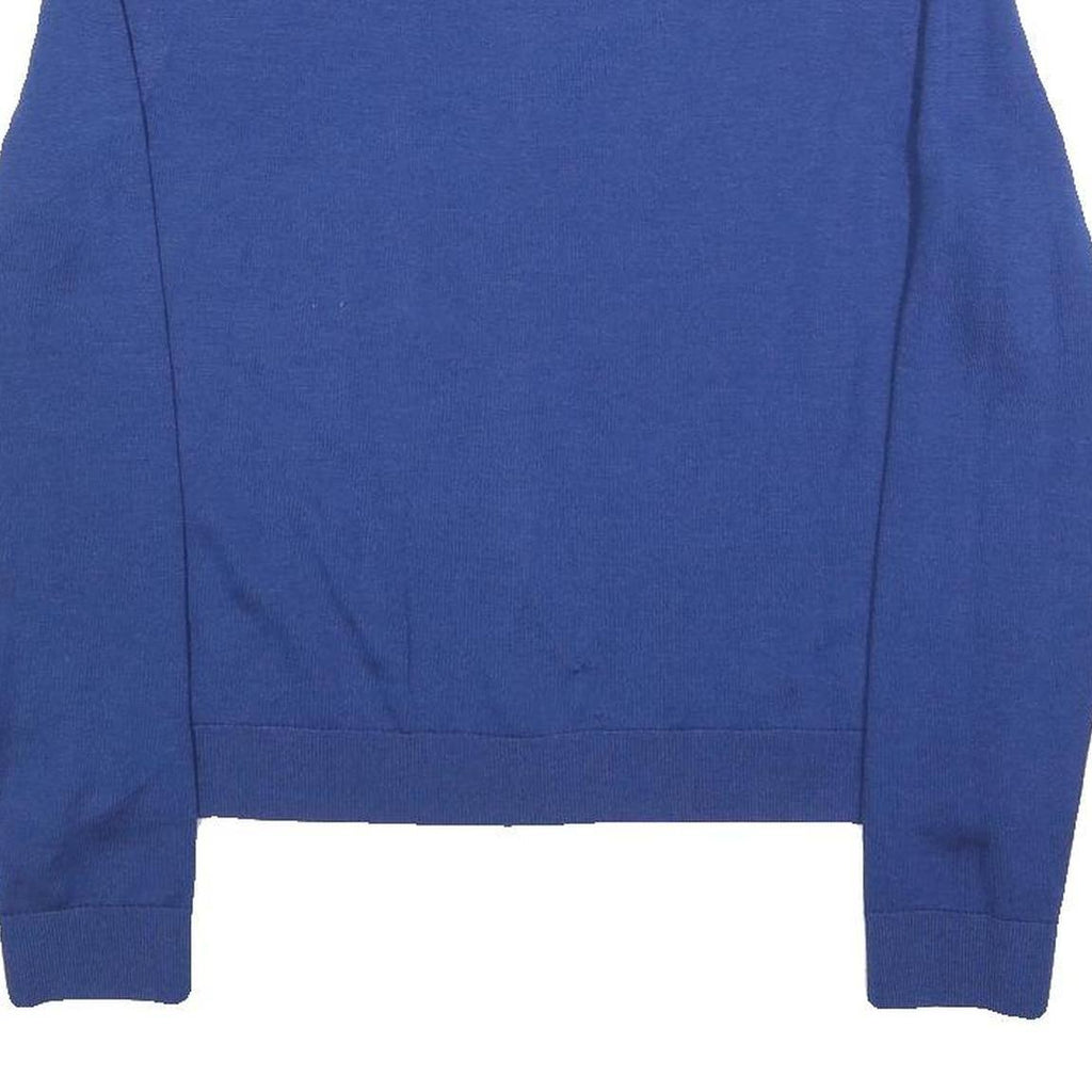 HUGO BOSS Womens Blue Plain Button Up Jumper Crew Neck Basic Knit M