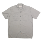 DICKIES Mens Grey Workwear Shirt Short Sleeve Cotton Blend L Casual Unbranded