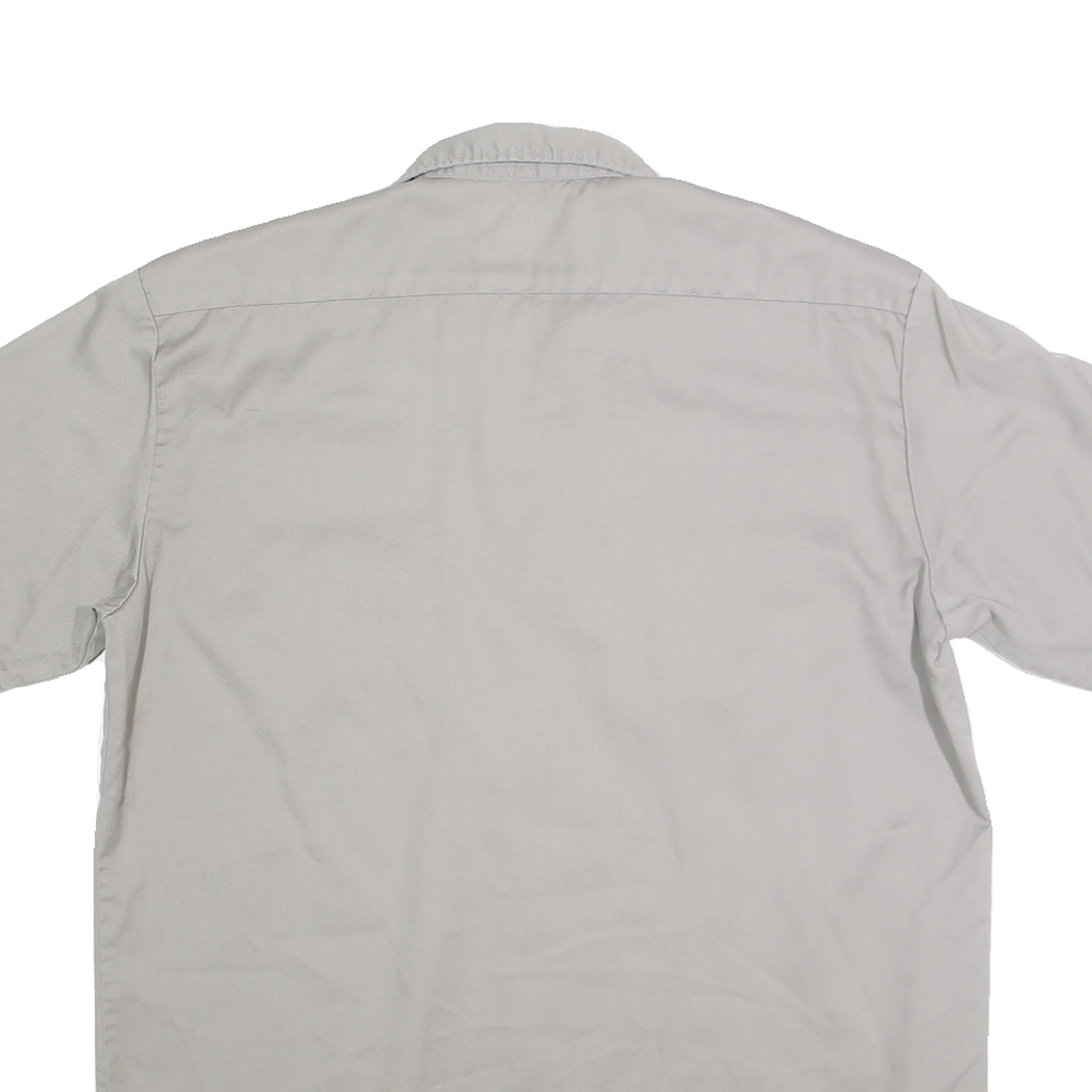 DICKIES Mens Grey Workwear Shirt Short Sleeve Cotton Blend L Casual Unbranded