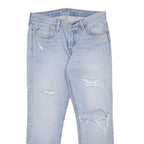 LEVI'S 501T Womens Jeans Blue Regular Straight Denim Light W30 L28 Distressed