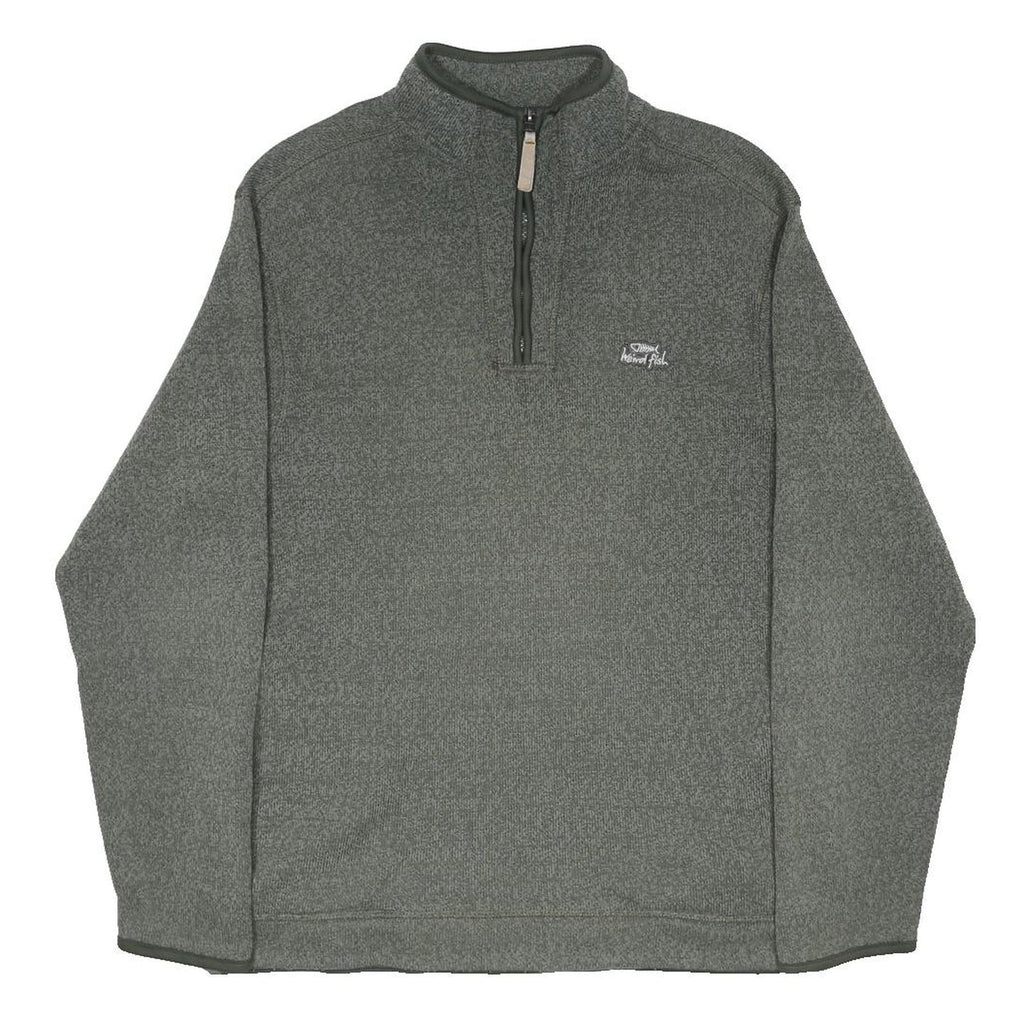 WEIRD FISH Mens Grey Patterned Jumper Crew Neck Basic Knit M Half Zip Casual