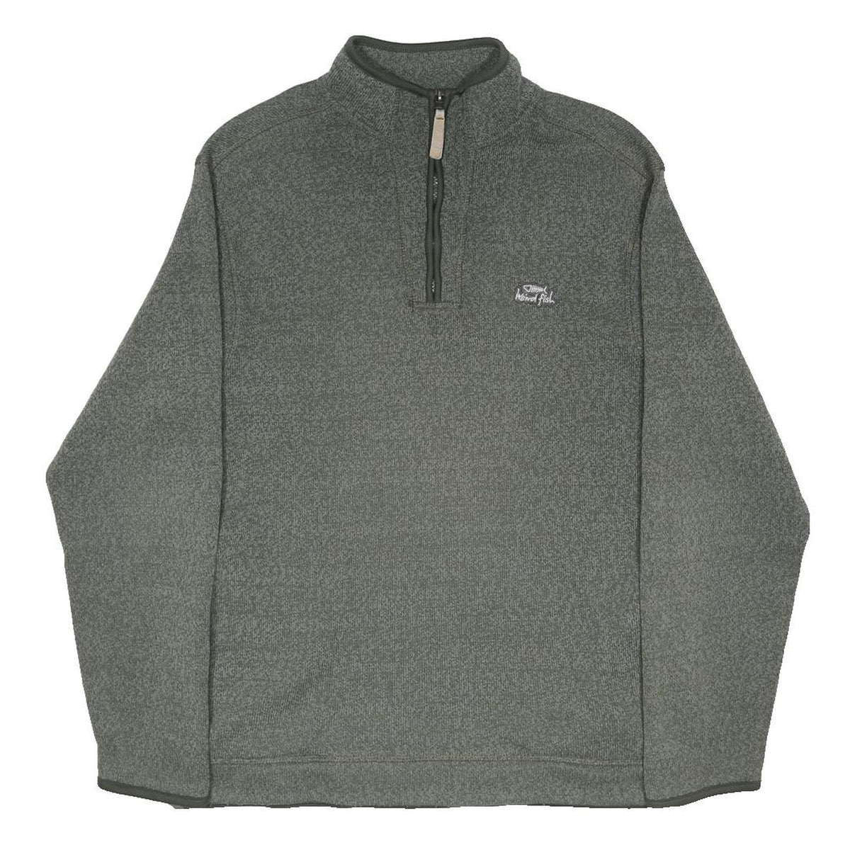 WEIRD FISH Mens Grey Patterned Jumper Crew Neck Basic Knit M Half Zip Casual