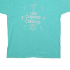 SCREEN STARS BEST Mens Blue 1990 Corporate Challenge Graphic T-Shirt XL Short