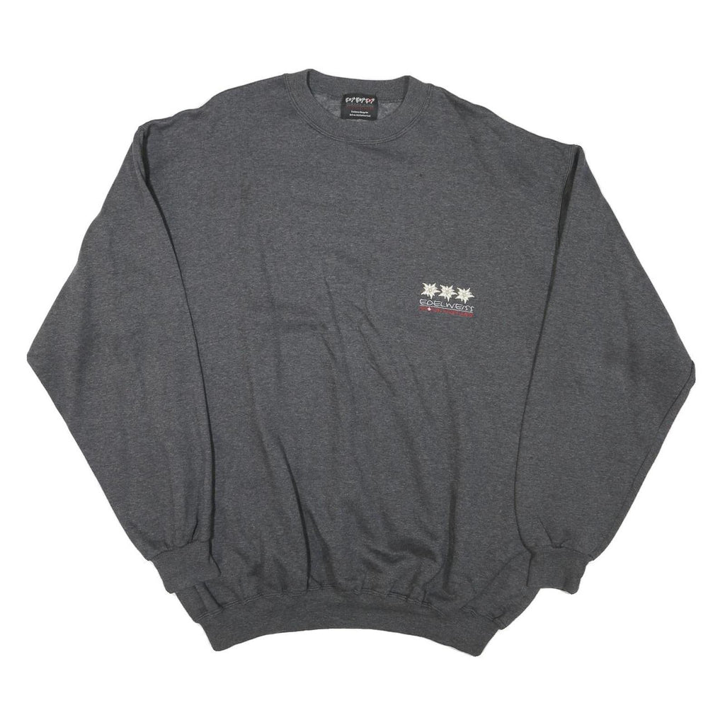 HAPPY COWS Mens Grey XL Crew Neck Cotton Blend Pullover Sweatshirt Edelweiss