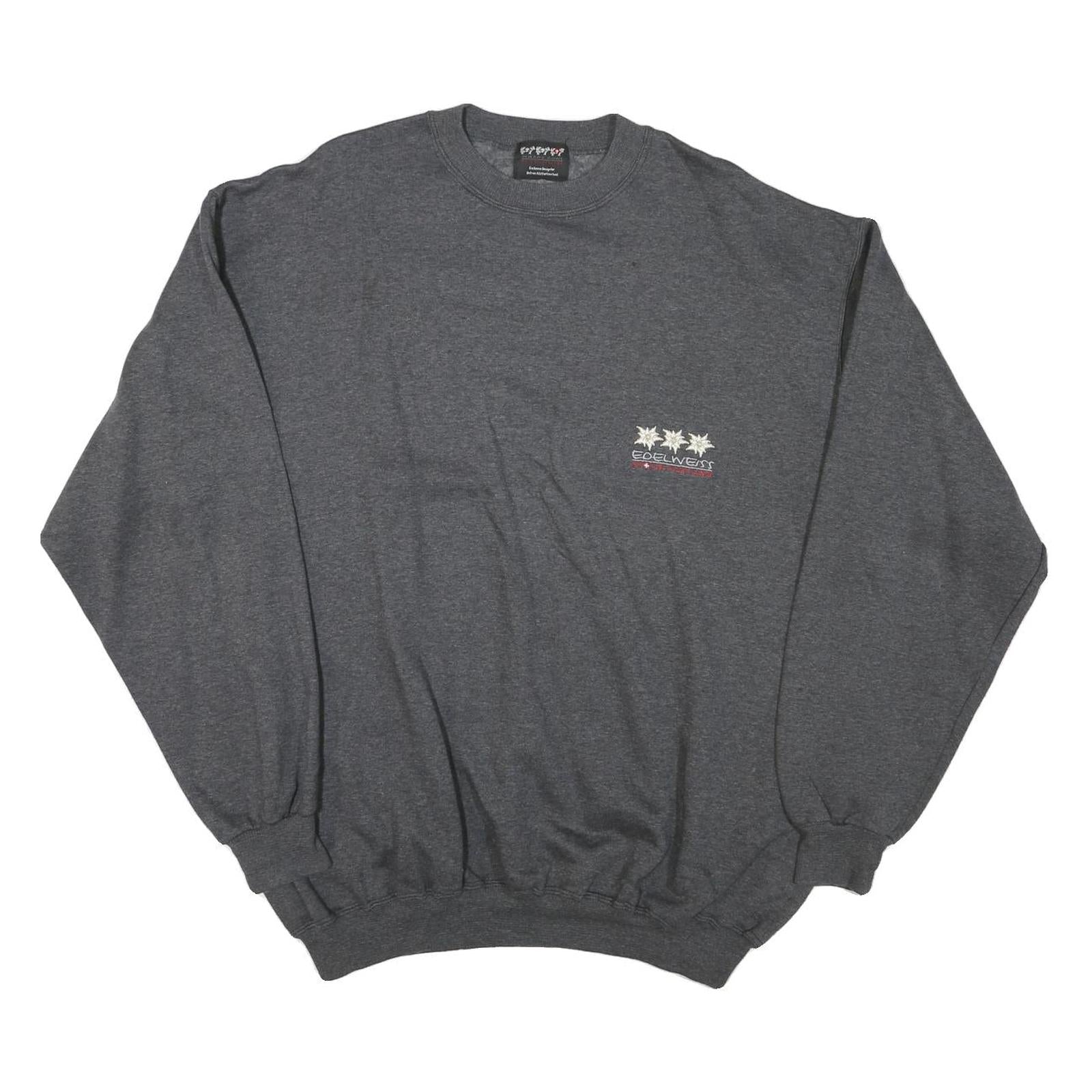 HAPPY COWS Mens Grey XL Crew Neck Cotton Blend Pullover Sweatshirt Edelweiss