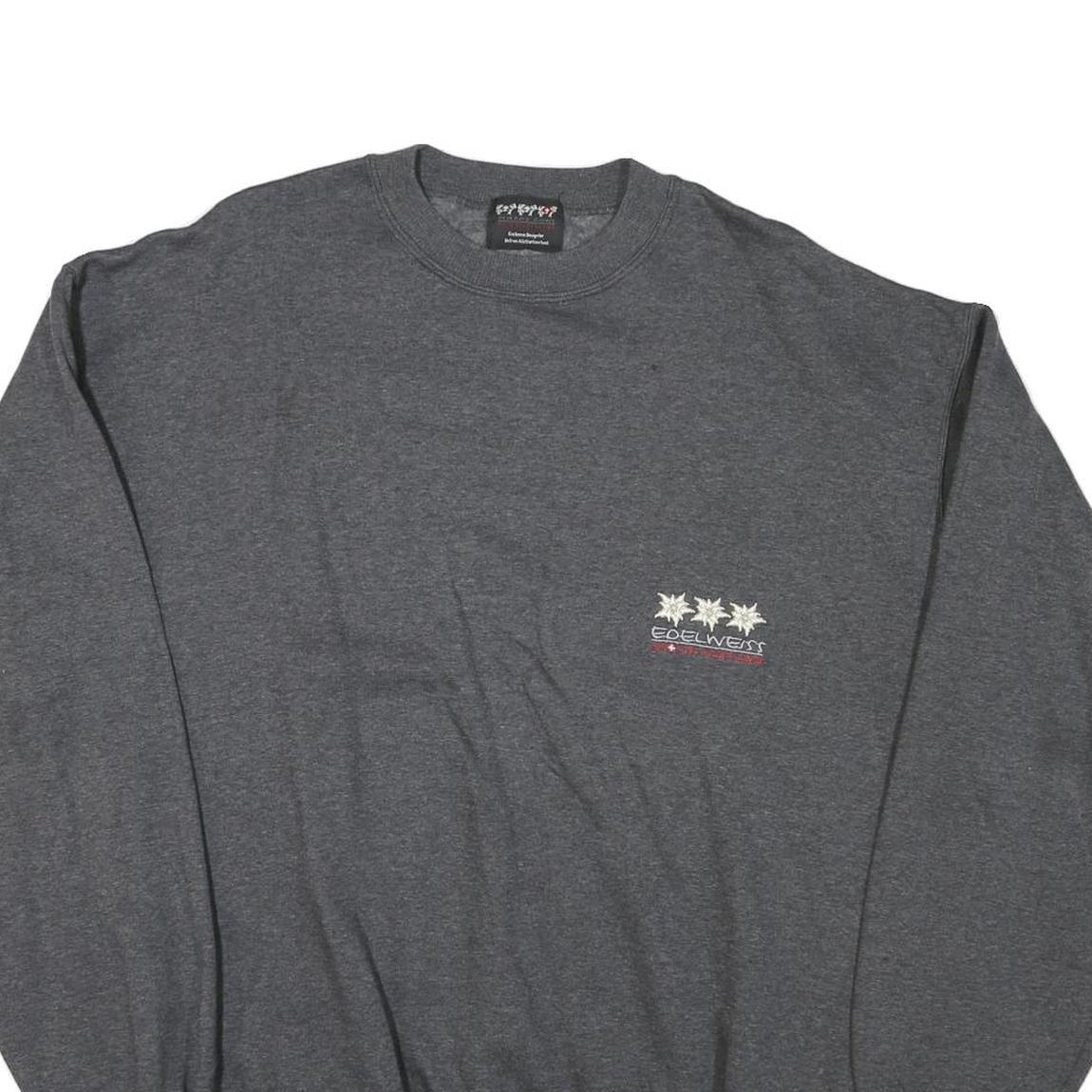 HAPPY COWS Mens Grey XL Crew Neck Cotton Blend Pullover Sweatshirt Edelweiss