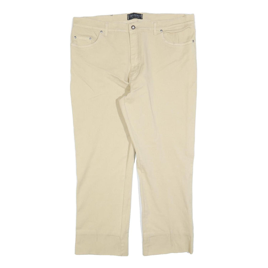 ZER BERUS Womens Jeans Beige Regular Straight Denim W40 L28 Zip Cotton Blend