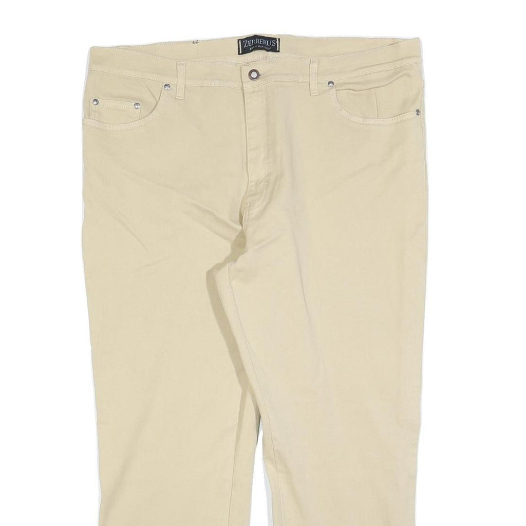 ZER BERUS Womens Jeans Beige Regular Straight Denim W40 L28 Zip Cotton Blend