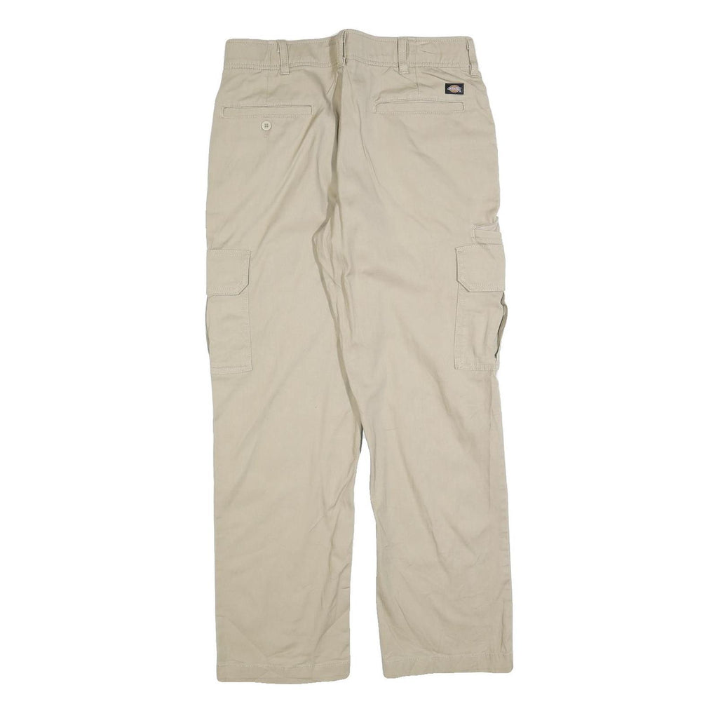 DICKIES Mens Cotton Blend Beige Regular Straight Trousers W32 L30 Durable