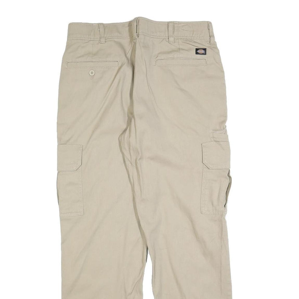 DICKIES Mens Cotton Blend Beige Regular Straight Trousers W32 L30 Durable