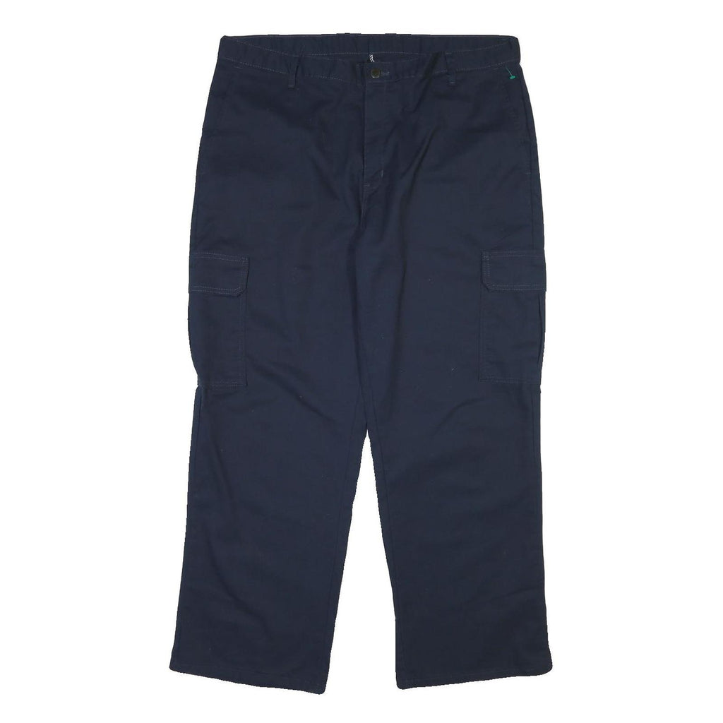 DICKIES Mens Cotton Blend Navy Regular Fit Straight Leg Trousers W40 L30