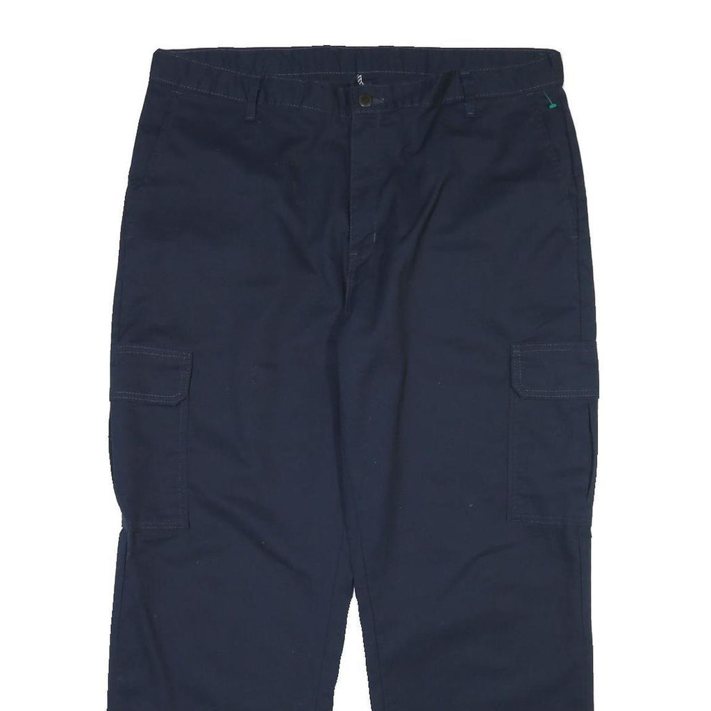 DICKIES Mens Cotton Blend Navy Regular Fit Straight Leg Trousers W40 L30