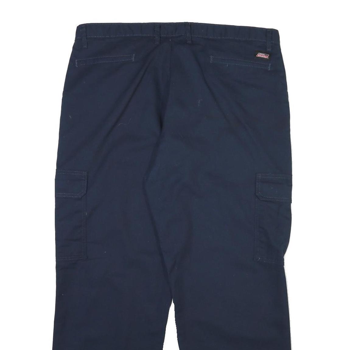 DICKIES Mens Cotton Blend Navy Regular Fit Straight Leg Trousers W40 L30