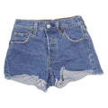 LEVI'S Womens Denim Blue Cut-Off Shorts S W22 Distressed Hem Casual