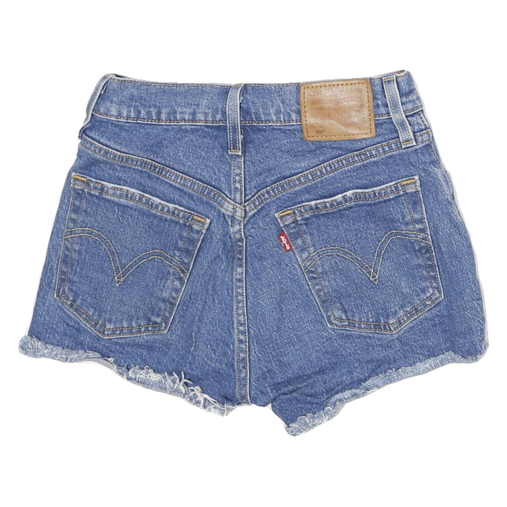 LEVI'S Womens Denim Blue Cut-Off Shorts S W22 Distressed Hem Casual