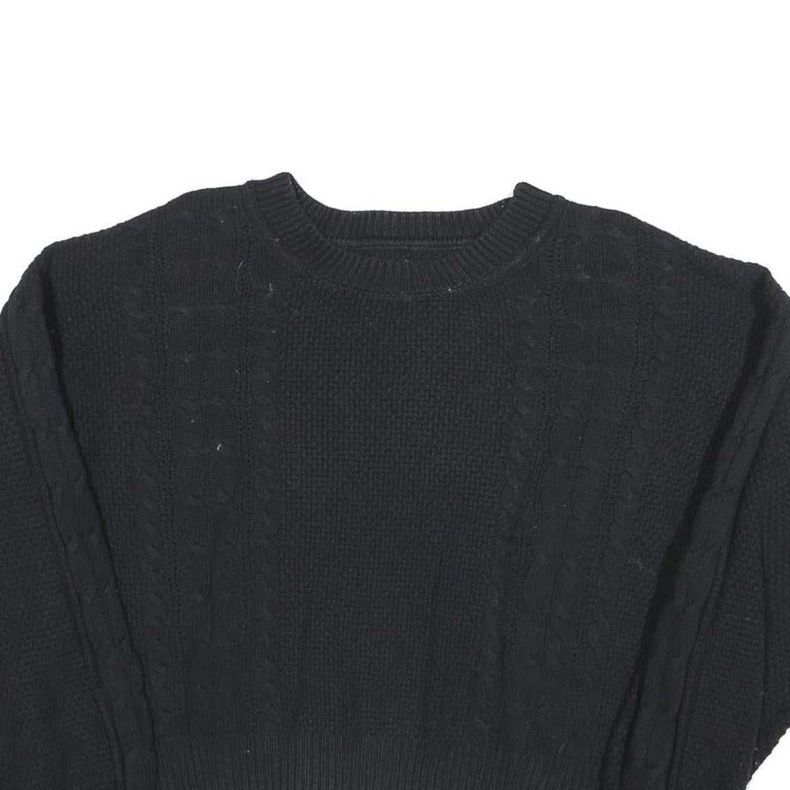 GAP Womens Black Patterned Jumper Crew Neck Cable Knit M Cotton Casual Knitwear