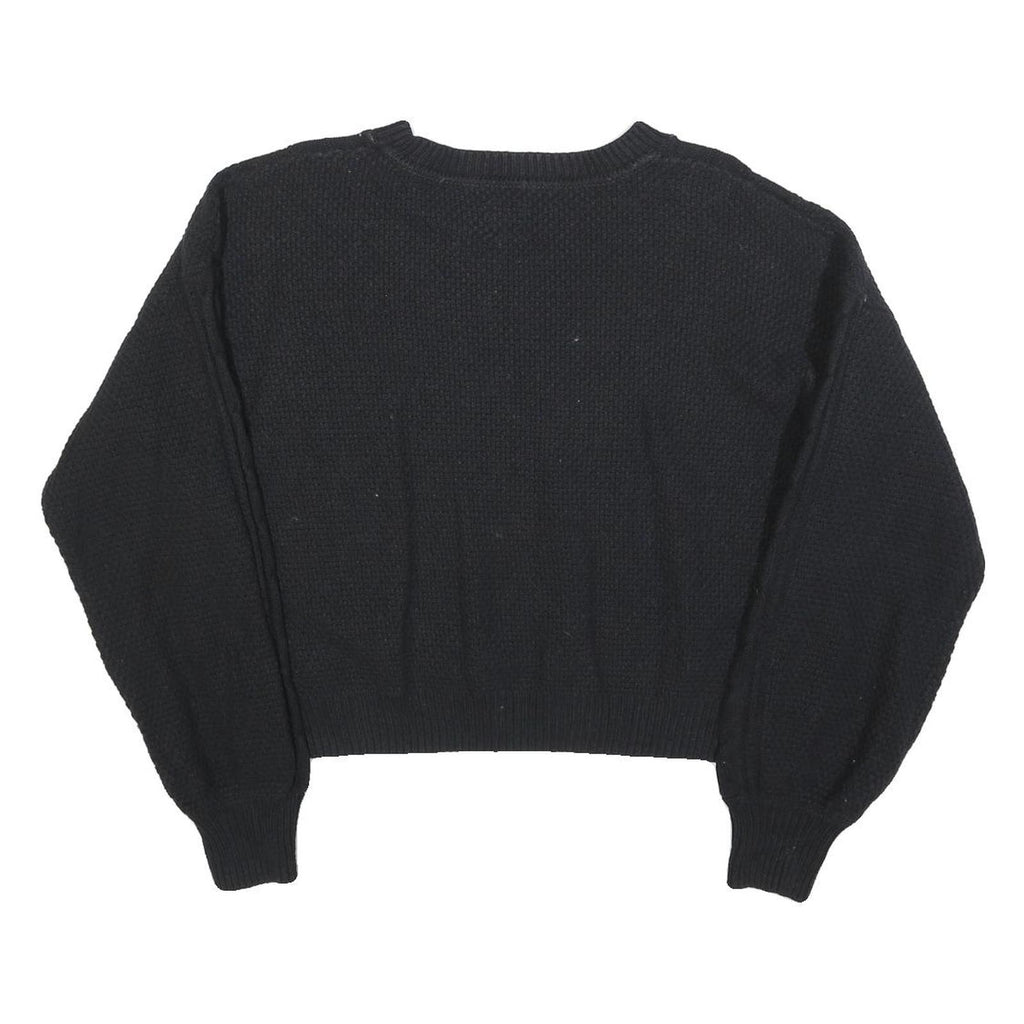 GAP Womens Black Patterned Jumper Crew Neck Cable Knit M Cotton Casual Knitwear