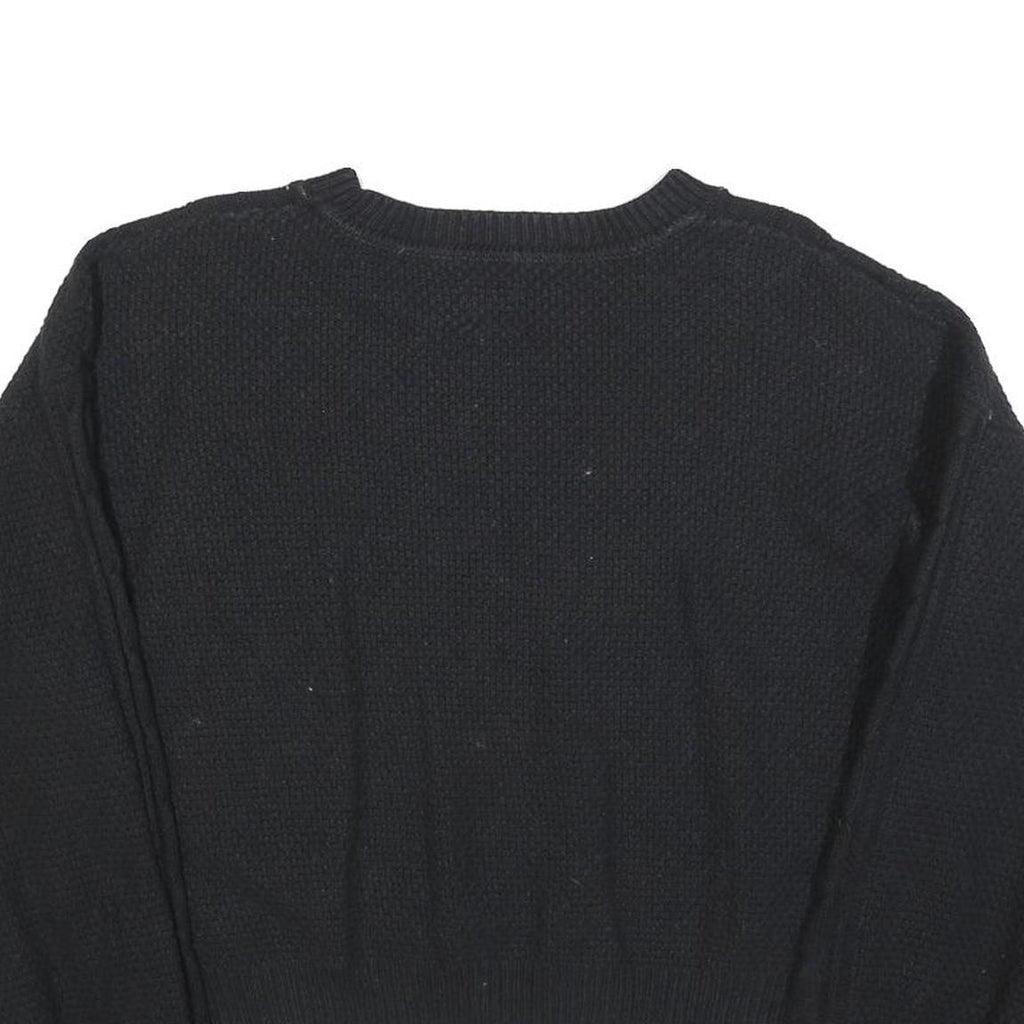 GAP Womens Black Patterned Jumper Crew Neck Cable Knit M Cotton Casual Knitwear