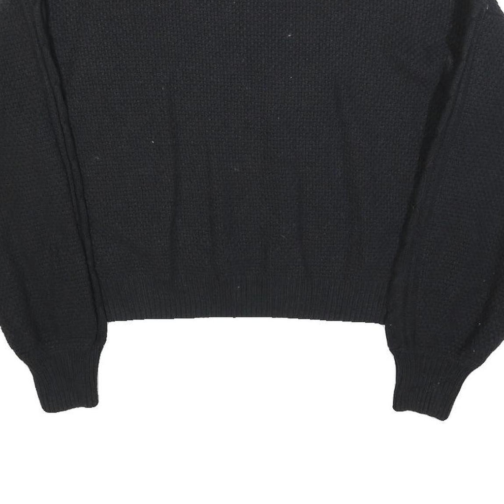 GAP Womens Black Patterned Jumper Crew Neck Cable Knit M Cotton Casual Knitwear