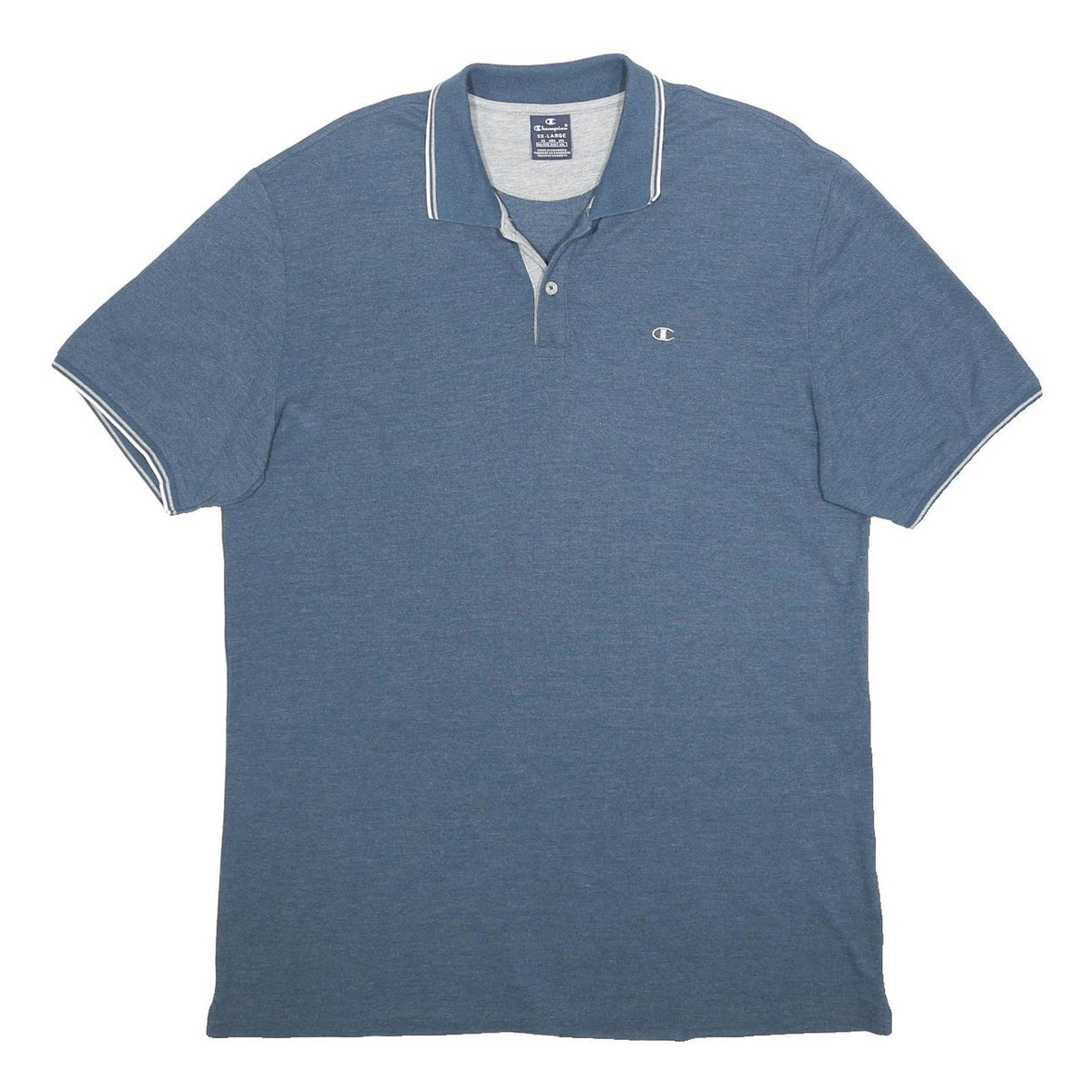 CHAMPION Mens Blue Short Sleeve Plain 3XL Polo Shirt Cotton Blend