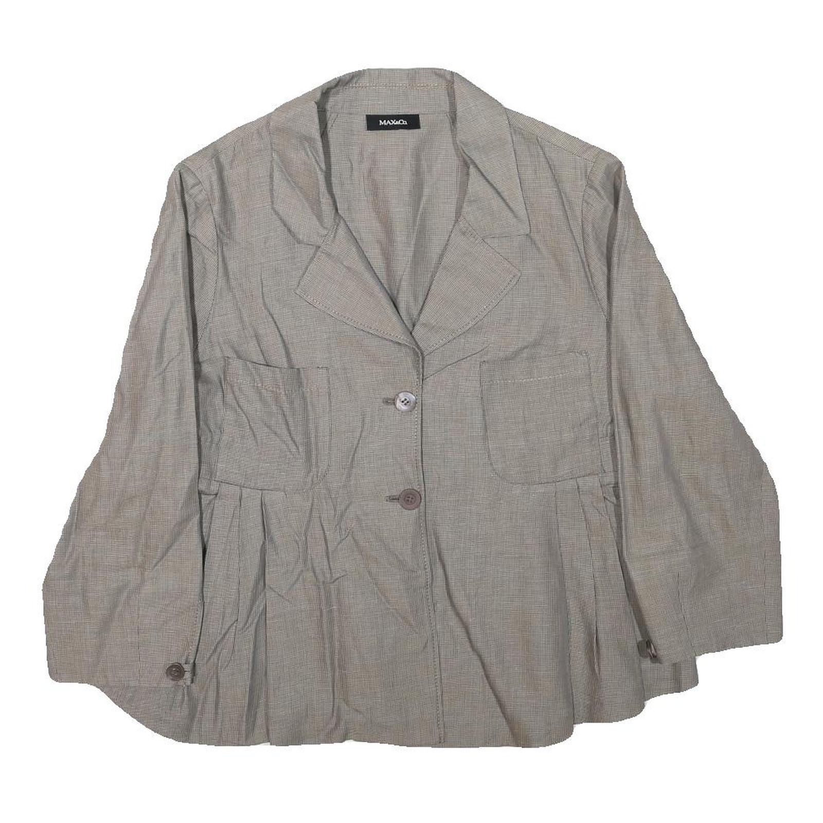 MAX&CO Womens Beige Cotton Blend Button Jacket M Checked Stylish Classic