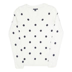 TOMMY HILFIGER Womens White & Navy Polka Dot Patterned Cotton Blend Jumper