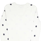 TOMMY HILFIGER Womens White & Navy Polka Dot Patterned Cotton Blend Jumper