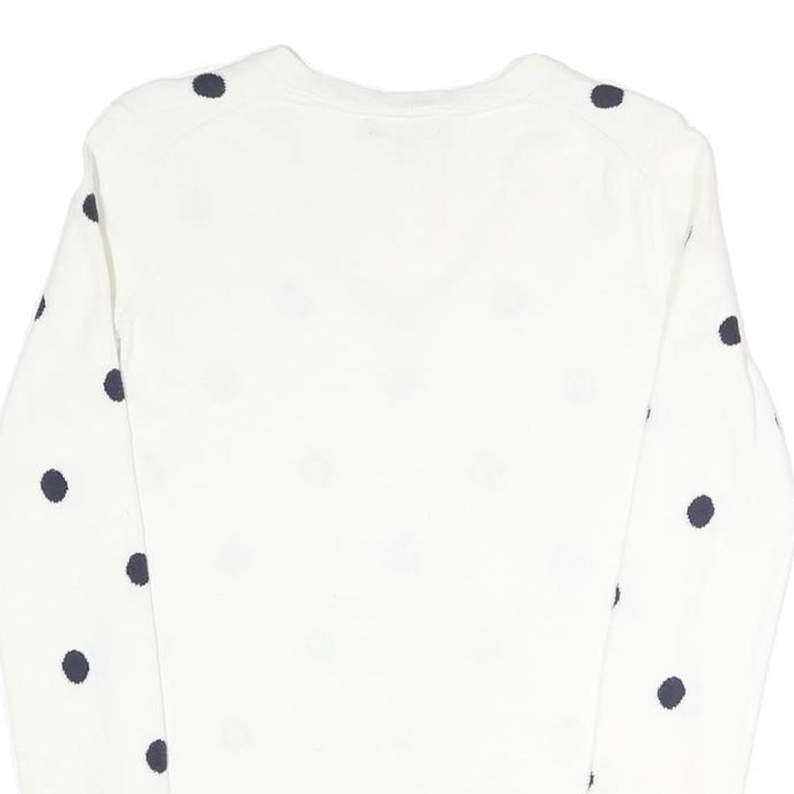 TOMMY HILFIGER Womens White & Navy Polka Dot Patterned Cotton Blend Jumper