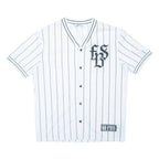 FB SISTER Striped Womens Jersey White V-Neck S