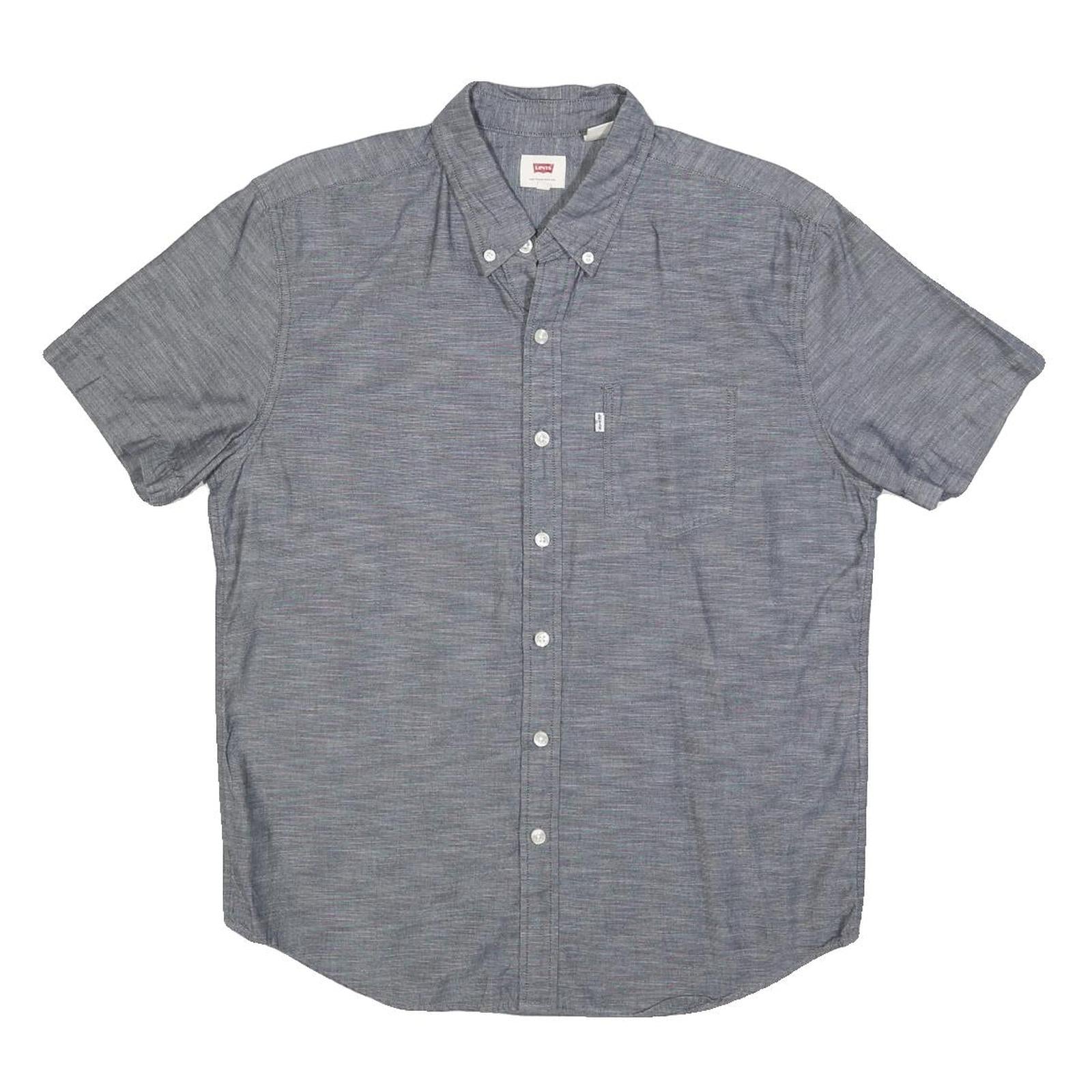 LEVI'S Mens Blue Shirt M Cotton Blend Button Down Short Sleeve Casual