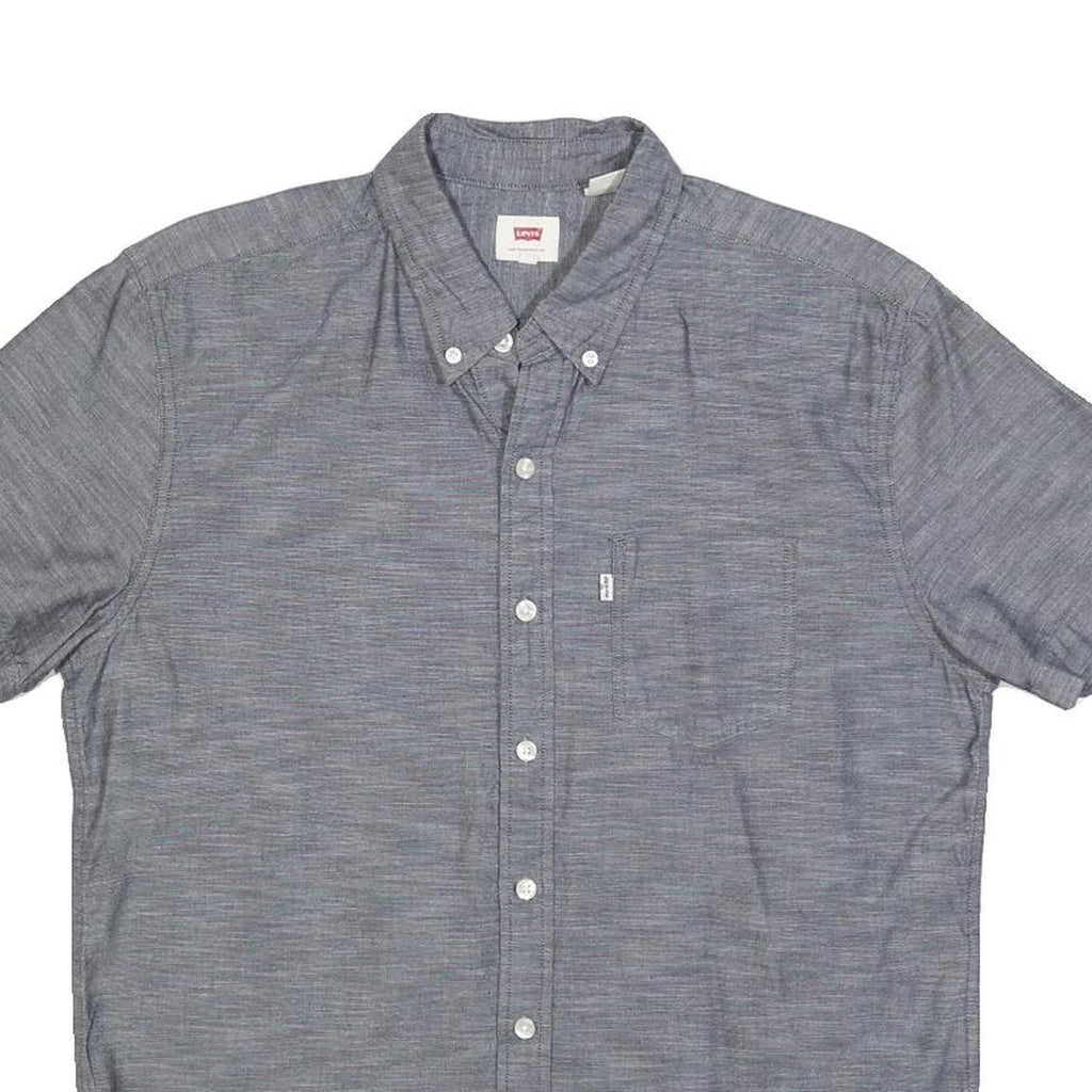 LEVI'S Mens Blue Shirt M Cotton Blend Button Down Short Sleeve Casual