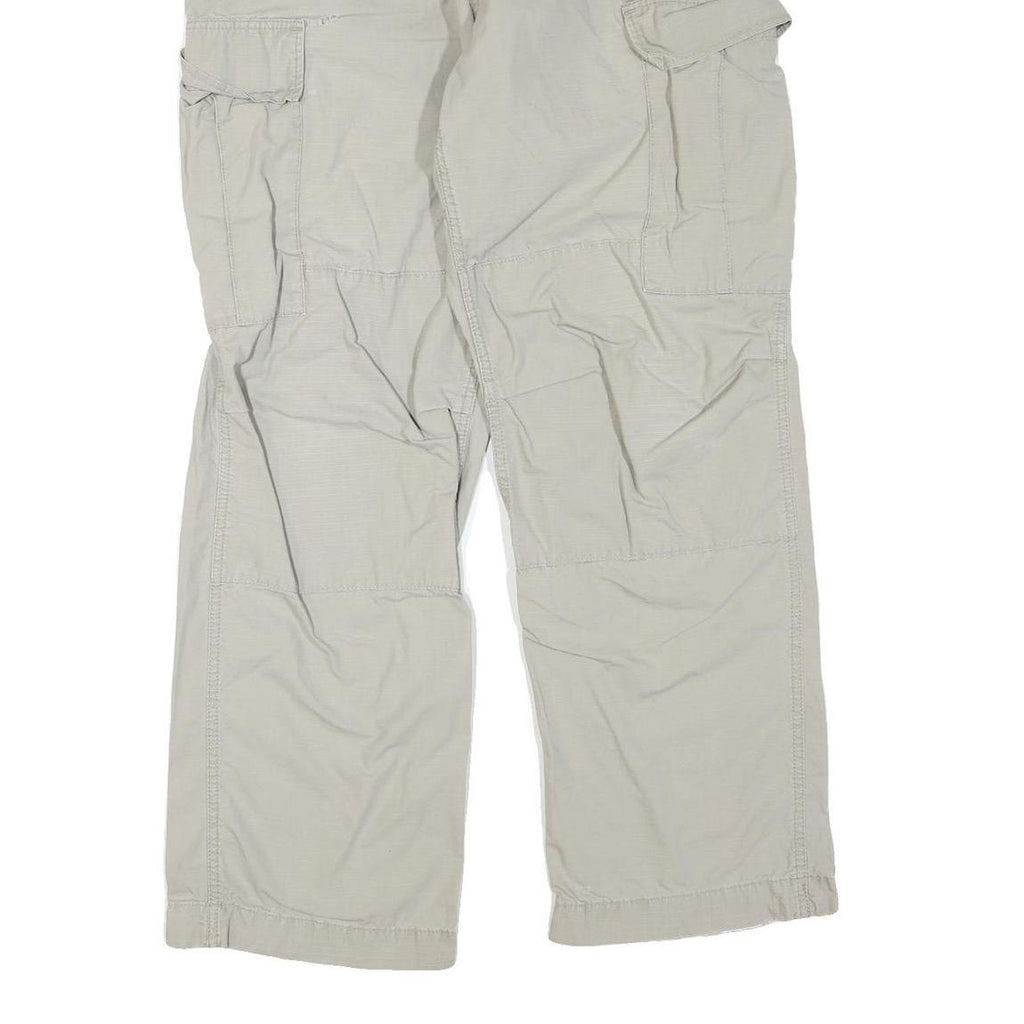 DICKIES Mens Regular Fit Beige Cargo Trousers W34 L32 Cotton Blend Zip Pocket