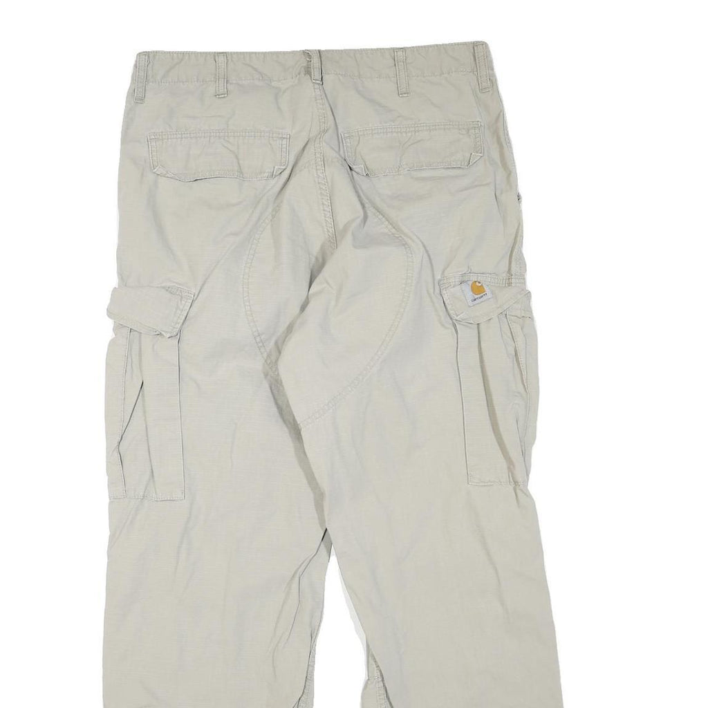 DICKIES Mens Regular Fit Beige Cargo Trousers W34 L32 Cotton Blend Zip Pocket