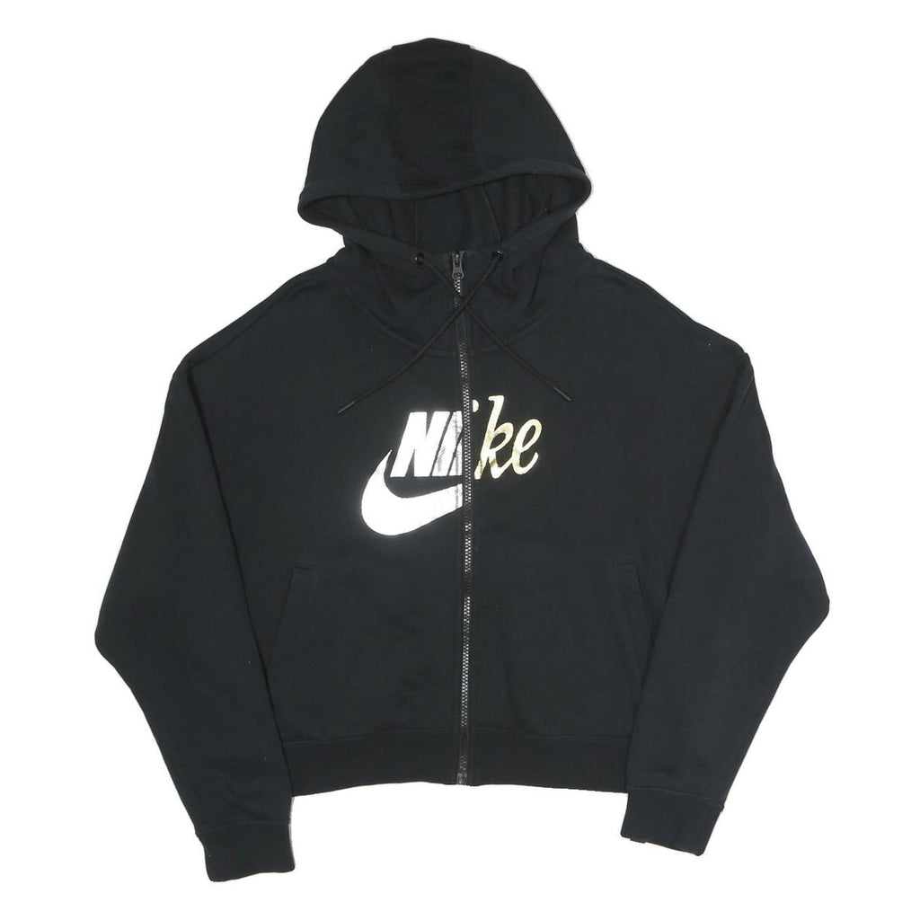NIKE Womens Black Full Zip Hoodie M Cotton Blend Casual Sportswear