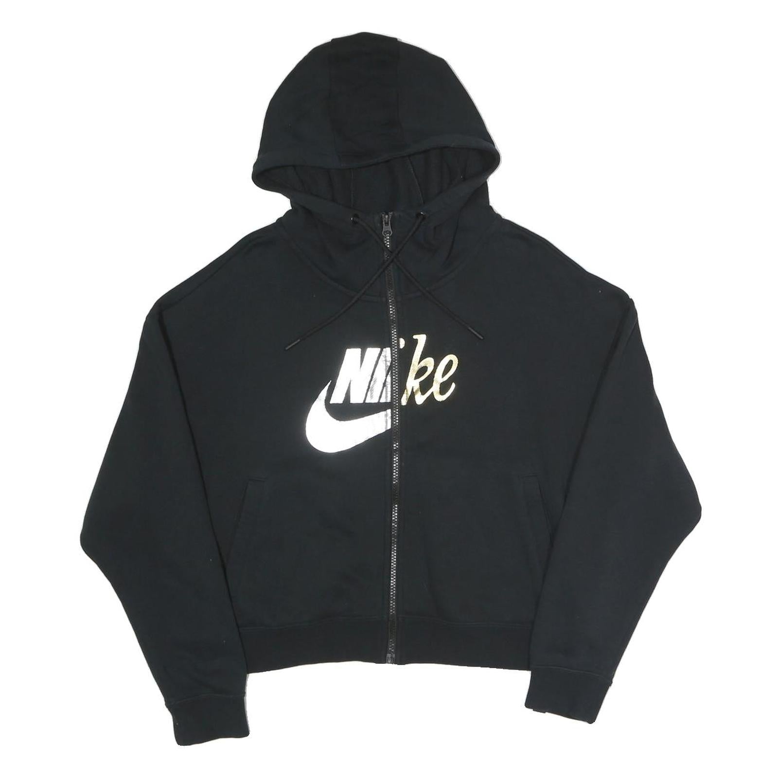 NIKE Womens Black Full Zip Hoodie M Cotton Blend Casual Sportswear