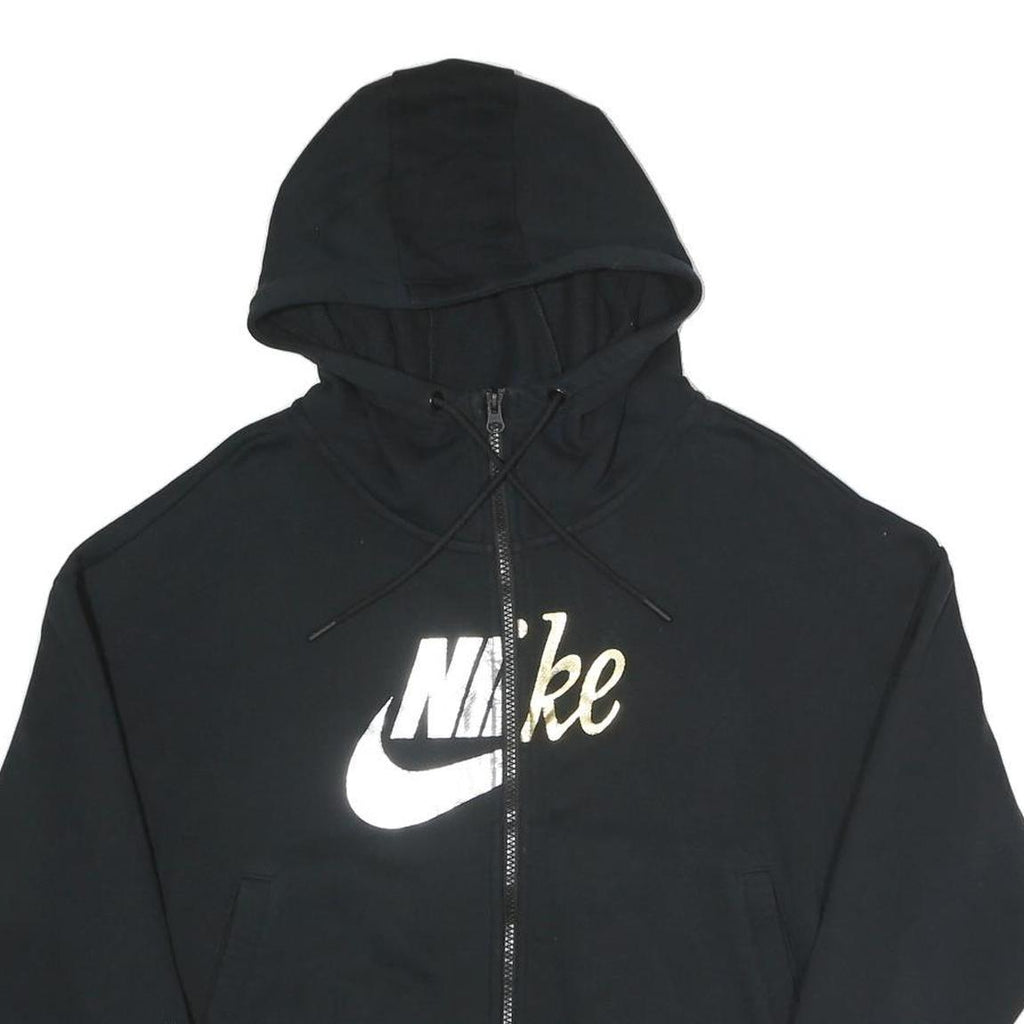 NIKE Womens Black Full Zip Hoodie M Cotton Blend Casual Sportswear