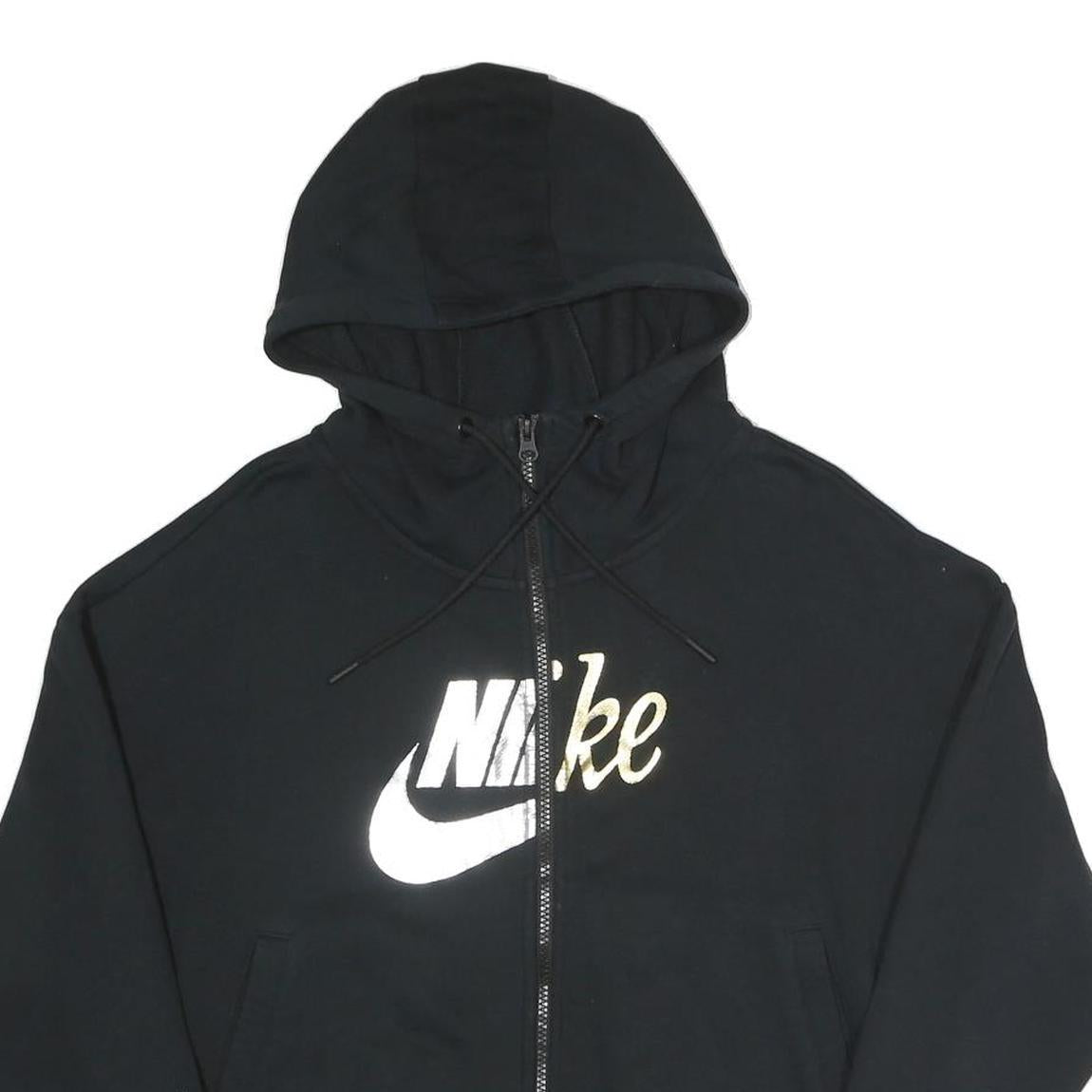 NIKE Womens Black Full Zip Hoodie M Cotton Blend Casual Sportswear